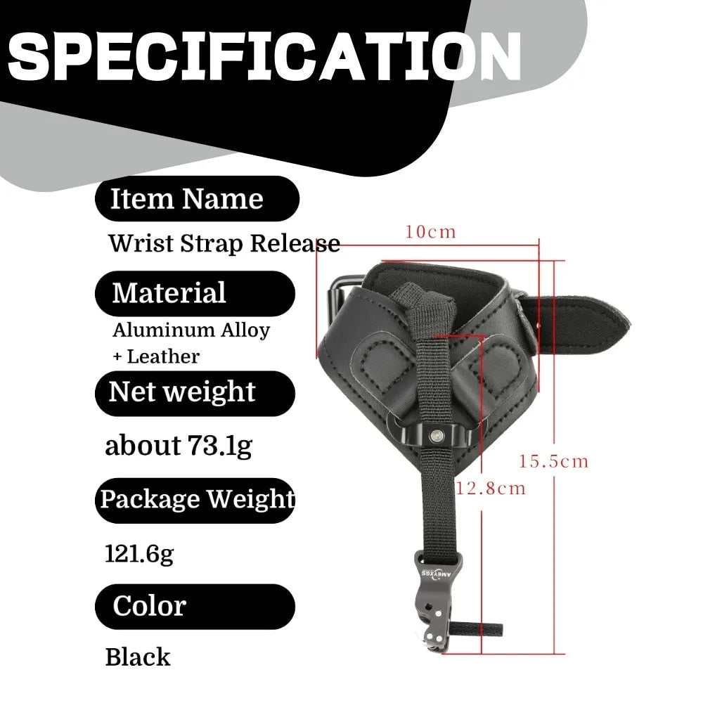 Archery Bow Release Wrist Strap Releaser Aid Leather + Alloy Trigger Caliper Outdoor Shooting Hunting Bow Accessories