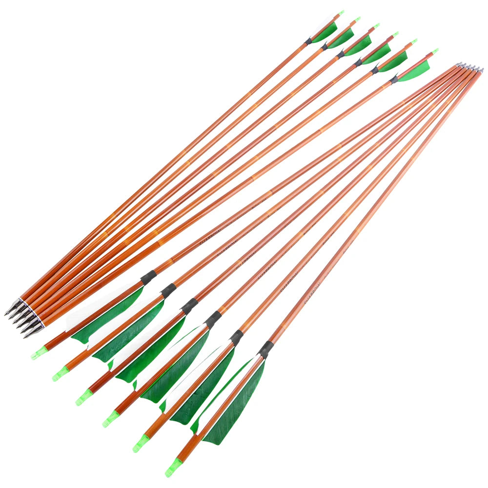 Archery Mixed Carbon Arrows Turkey Feather SP500 High Strength 100Grain Arrowhead Arrows ID6.2mm Recurve Compound Bow Shooting
