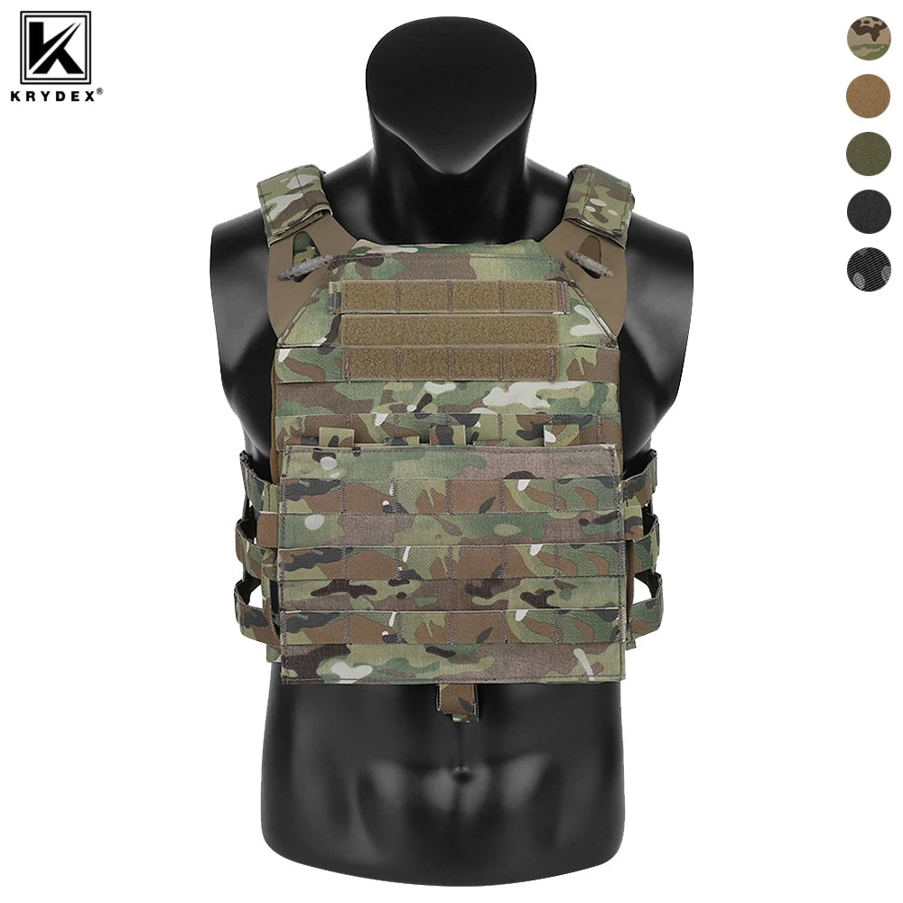 500D Nylon Tactical Vest Jumpable Plate Carrier MOLLE Front Flap Panel Backpack Hunting Ranger Green Camo Men's Vest