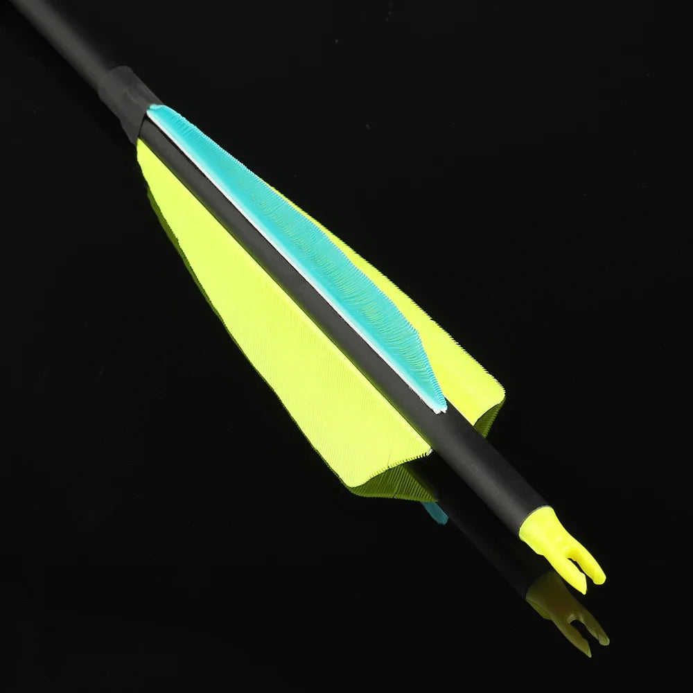 Mixed Carbon Arrows 12pcs 31.6 Inch Spine 500 ID6.2mm with 4" Turkey Feathers for Compound Recurve Bow Hunting Shooting Accessories