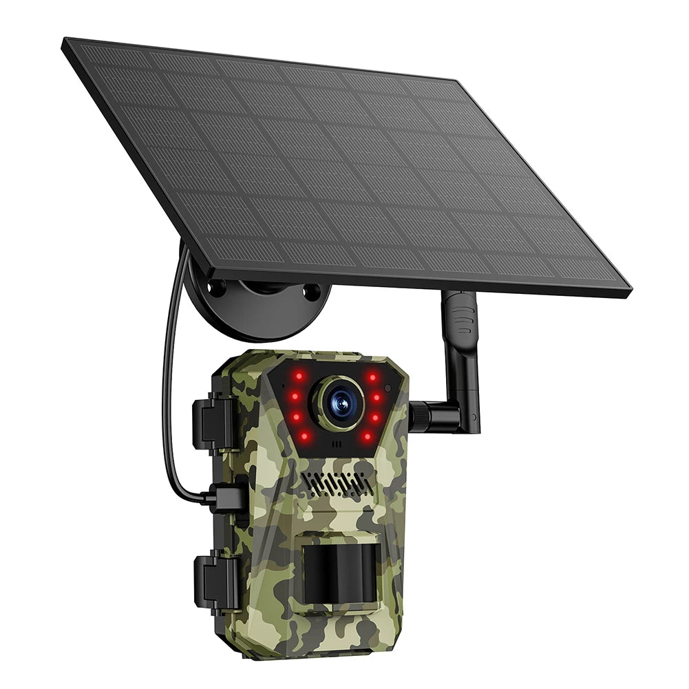 Solar Powered Infrared Outdoor Trail Camera Waterproof Game Wildlife Cam Live Video Game Camera for Outdoor Monitoring