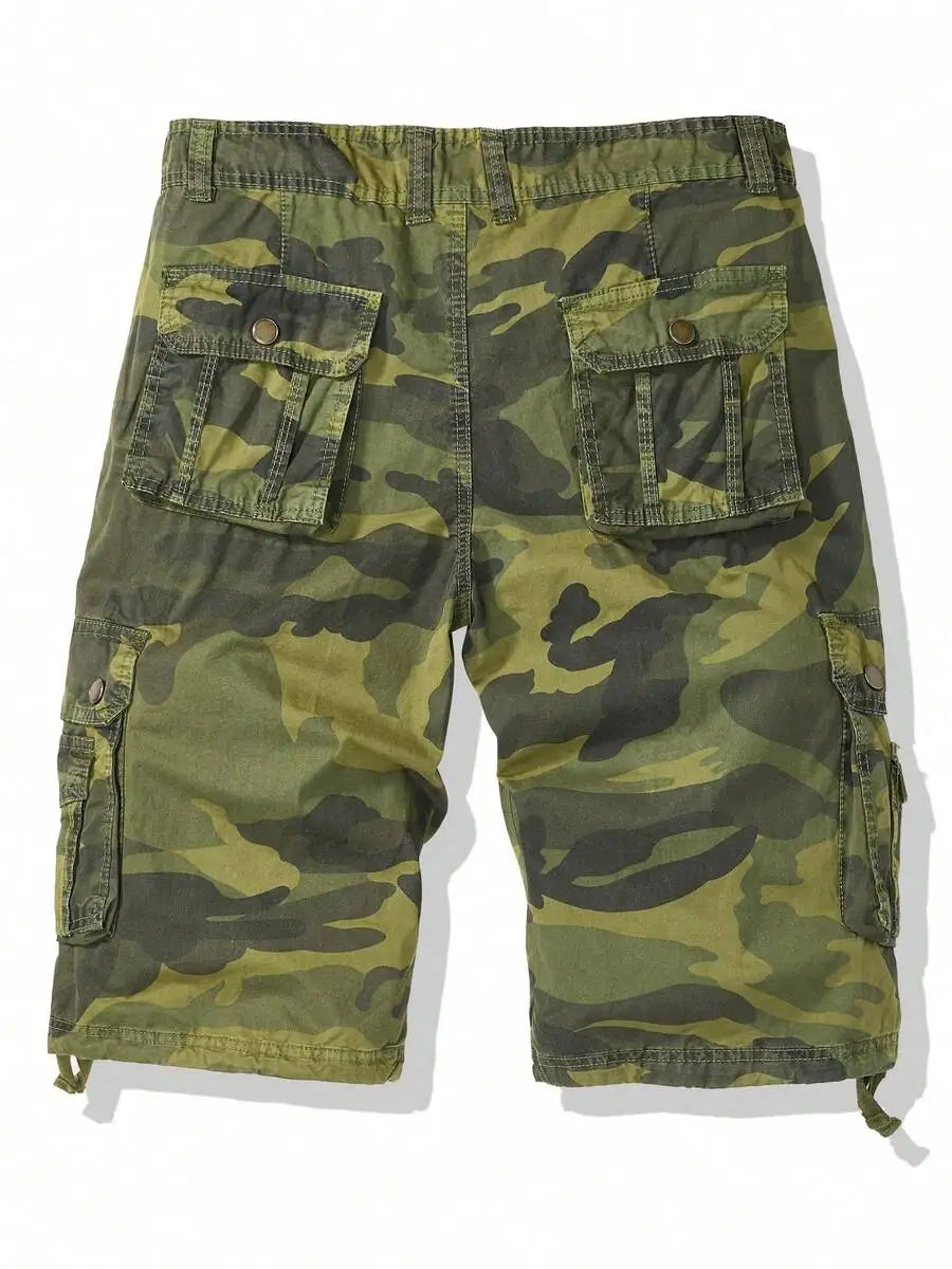 Mens Camouflage Multi-Pocket Cargo Shorts Casual Lightweight Outdoor Shorts