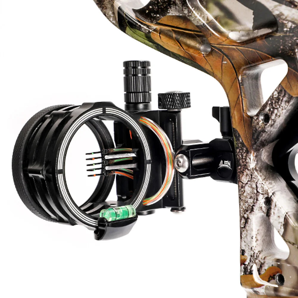 Archery 5-Pin Sight Shockproof Armored Casing with Rubber Bushing Dampeners for High Recoil Bows and Rainy Muddy Field Shooting Conditions