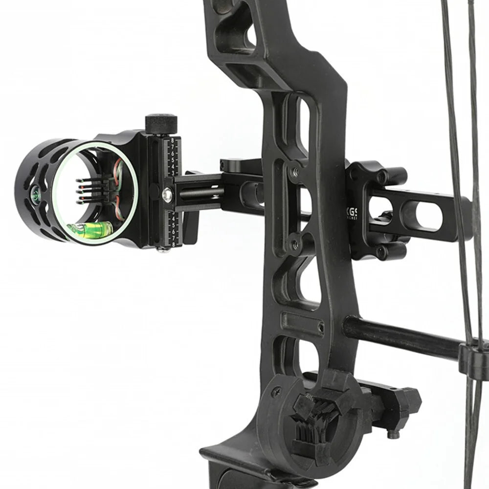 Compound Bow Sight 5 Pin Long Rod 0.019 Fiber Optic Adjustable Left Right Hand for Hunting Shooting Target Practice Accessories