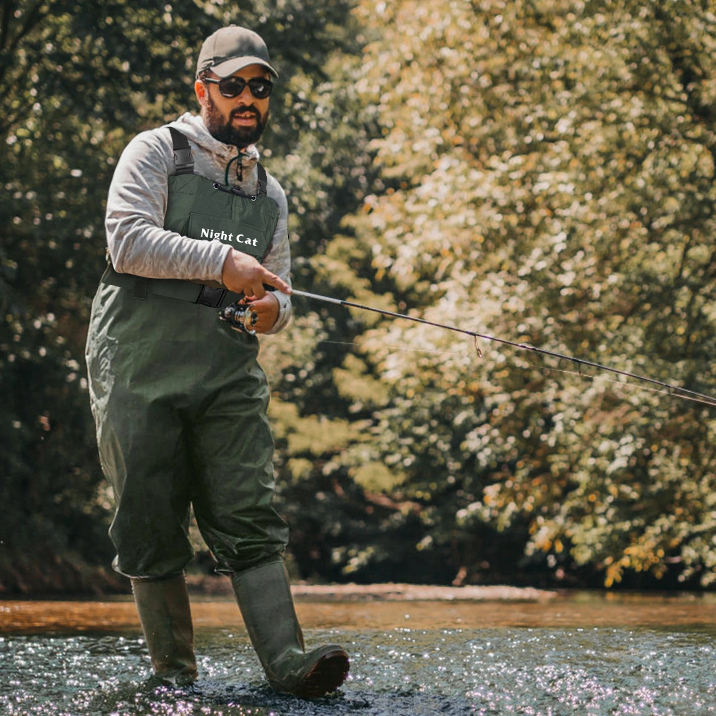 Waterproof Breathable PVC Rubber Fishing Waders with Boots Chest Diving Pants for Fly Fishing Hunting
