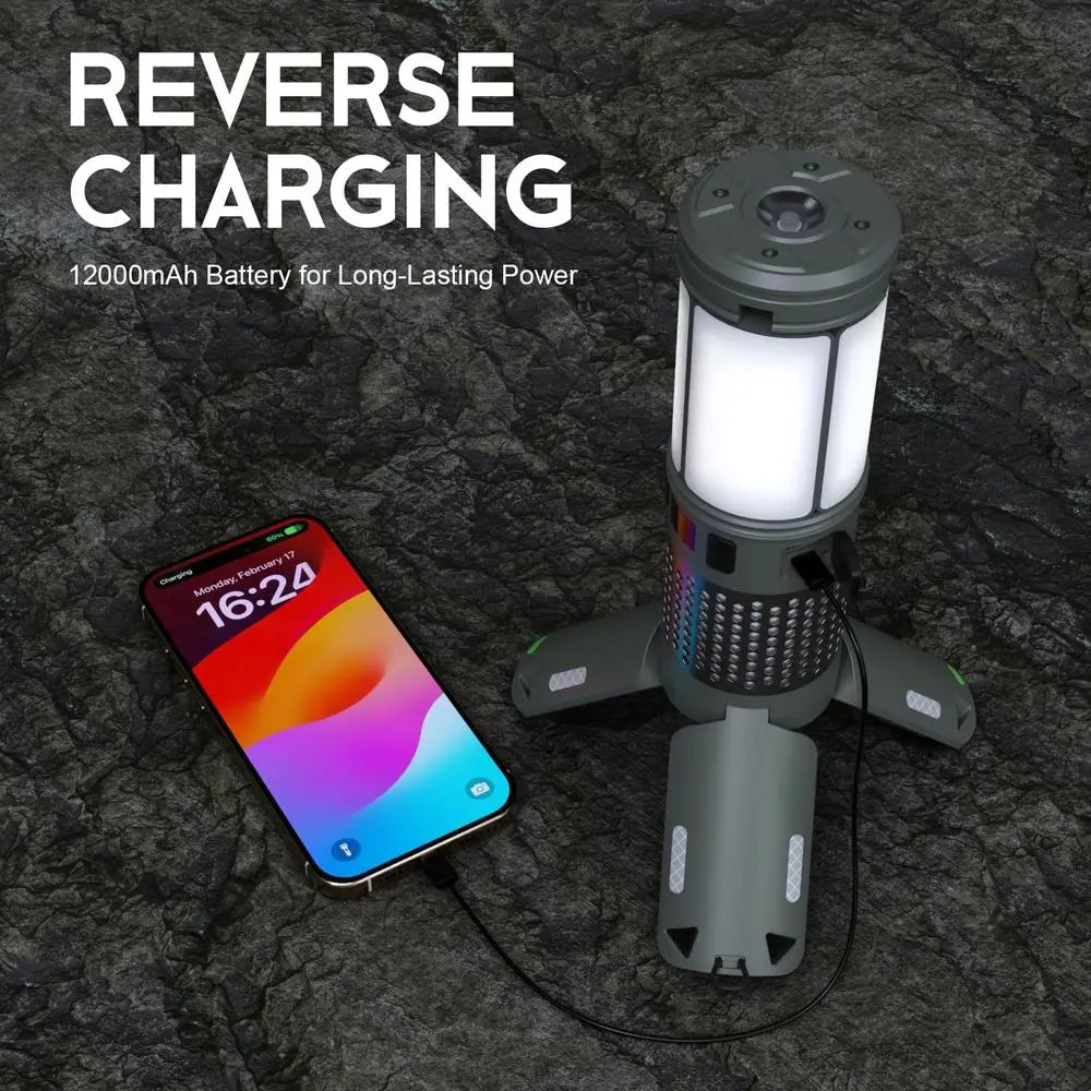 12000mAh Rechargeable Collapsible Lantern with Stand, Magnetic Base, IPX5 Waterproof for Camping and Hiking