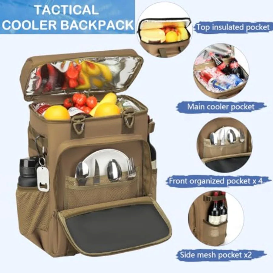 Tactical Cooler Backpack - 42 Cans Backpack Coolers Insulated Leak Proof for Men Adults Soft Cooler Insulated Backpack for Lunc