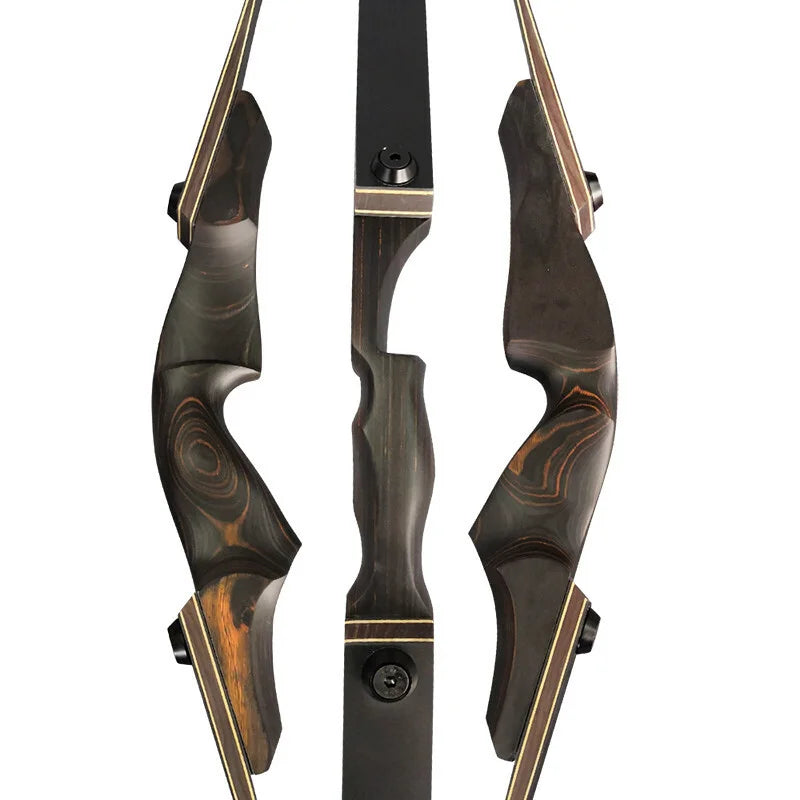 Hunting Recurve Bow 60" Takedown Archery Bow 25-60lbs Bamboo Laminated Limbs Wooden Riser Suitable for Right Hand Shooters