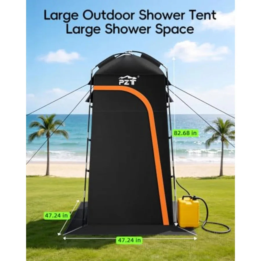 Large Shower Tent, Portable Privacy Tent with Mesh Floor and Carrying Bag, Lightweight and Sturdy, Easy Set Up, Portable Changi
