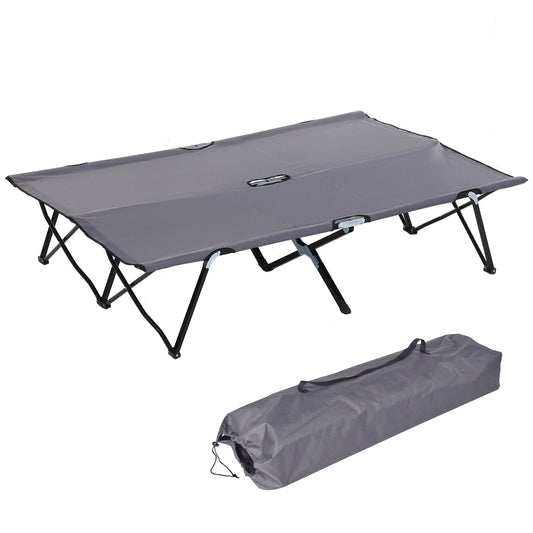 Double Camping Cot Bed, with Bag - Grey