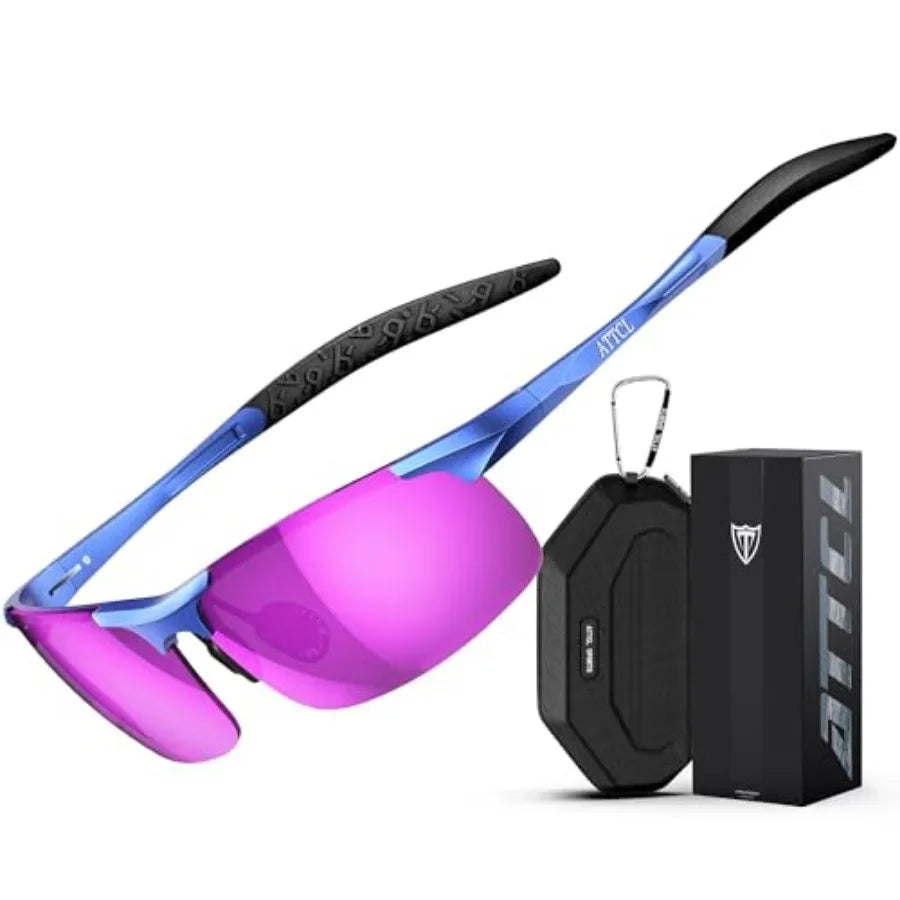 0.9 oz Polarized Sunglasses Men Sports: UV Protection Anti Glare Wrap Around Lightweight Metal Fishing Golf Running