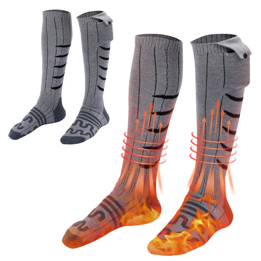 Electric Heated Socks Cold-Proof Winter Warm Thermal Socks Fast Heating Foot Warmers Washable for Outdoor Sports (No Power Bank)