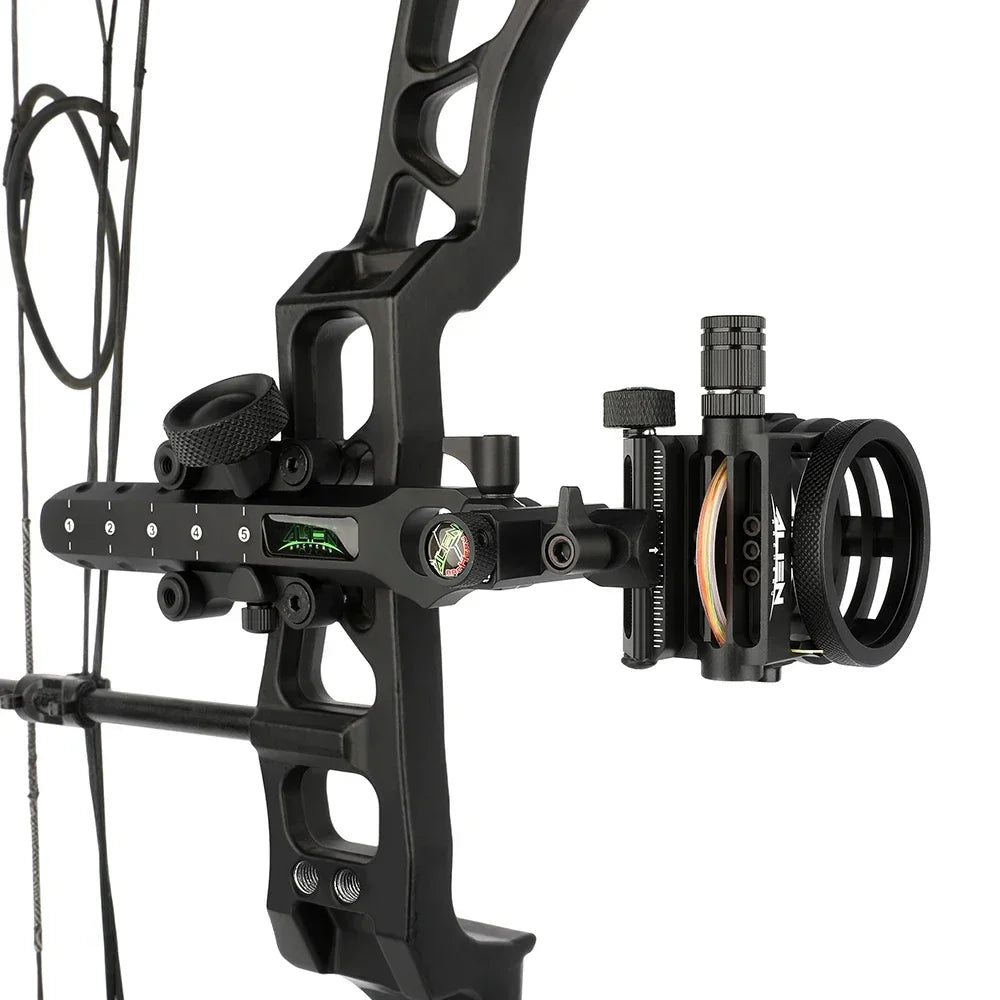 CNC Aluminum Alloy Compound Bow Sight Five Pin Archery Sight 0.019“ Optical Fiber Left Right Hand Hunting Bow Accessories