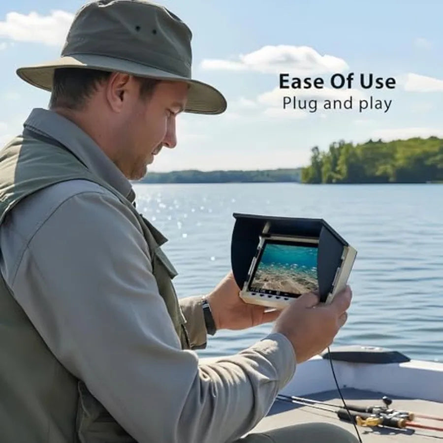 IP68 Waterproof Underwater Fishing Camera with Monitor for Ice Lake Sea Boat Kayak All-in-One Portable Fish Finder in Black wit