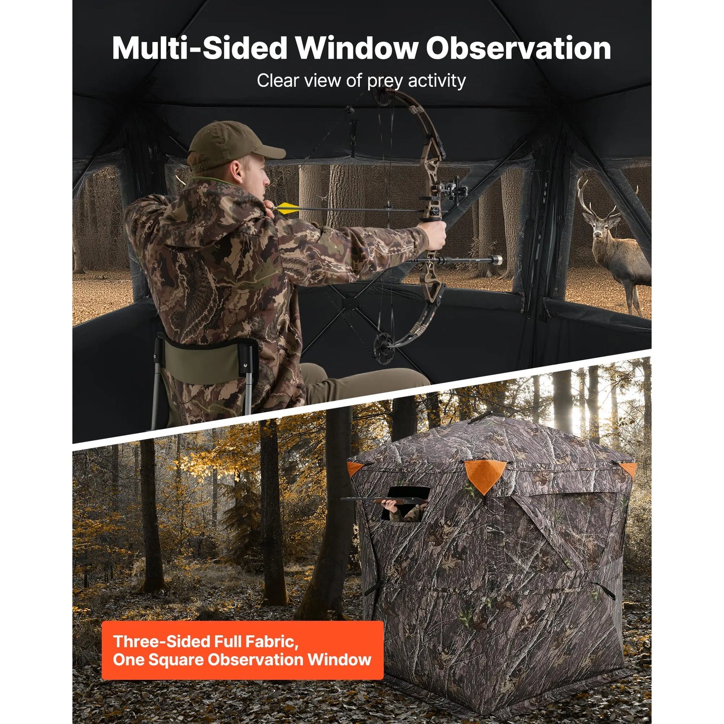 Hunting Blind,1-2 Person Pop Up Deer Blind for Hunting with Carrying Bag,Portable Resilient Hunting Tent,3Windows forDeerhunting