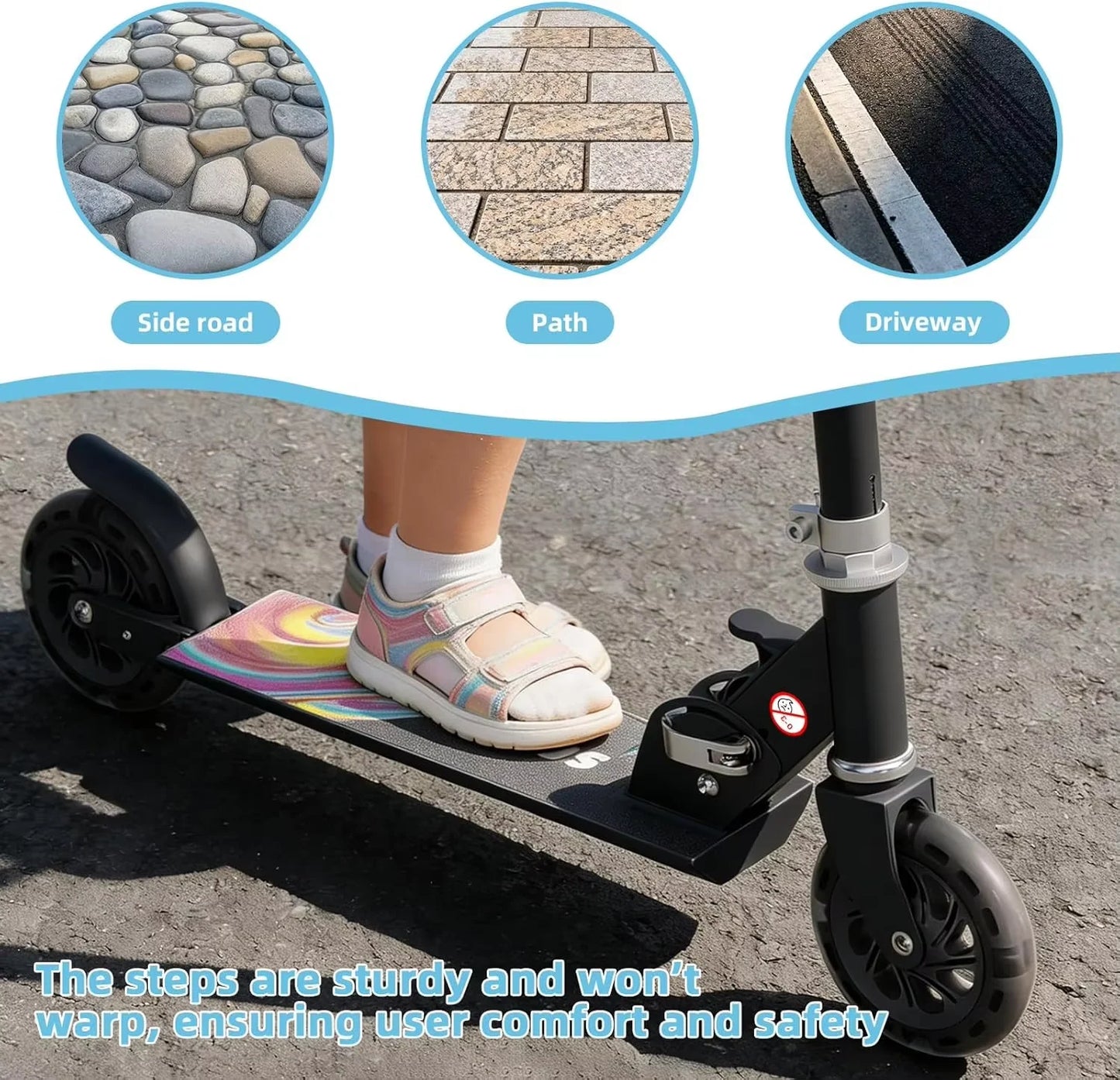 Foldable Kids Kick Scooter for Boys & Girls Ages 3+, 3-Level Adjustable Handlebar, Light-Up ABEC-10 Wheels Kick Scooter with Rear Brake, Suitable for Kids and Teens