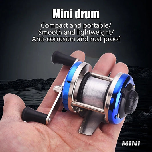 Mini Plasticl Drum Fishing Wheel Portable Winter Ice Fishing Reel Wheel With Wire Outdoor Tackle Fishing Accessories