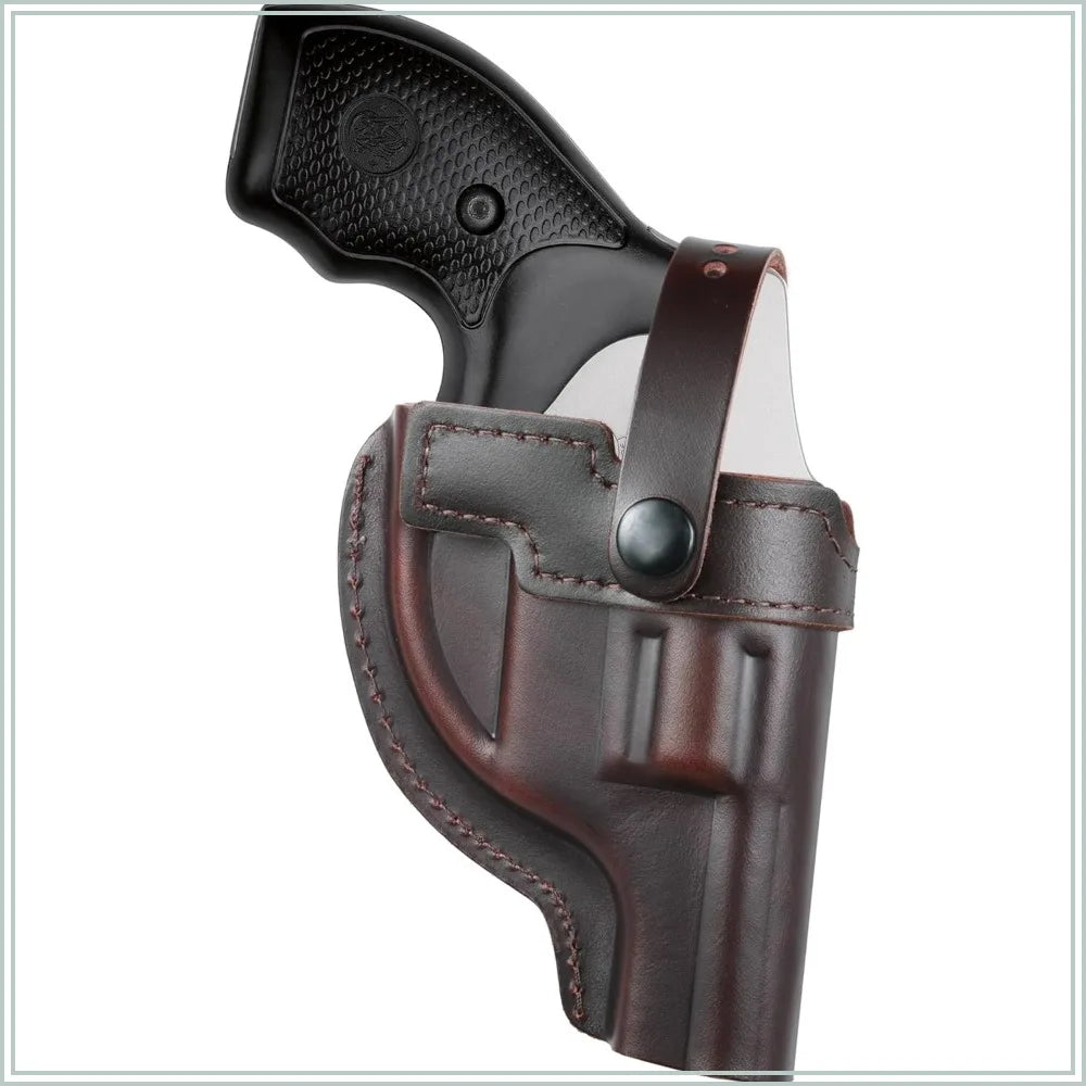 OWB Leather Revolver Holster Fits .38 Special & J Frame for Taurus 327/605/856/905, S&W 360PD/442/637/640/642, SP101. 2"/2.25", 2.5"/3" Barrel Options Outside Waistband