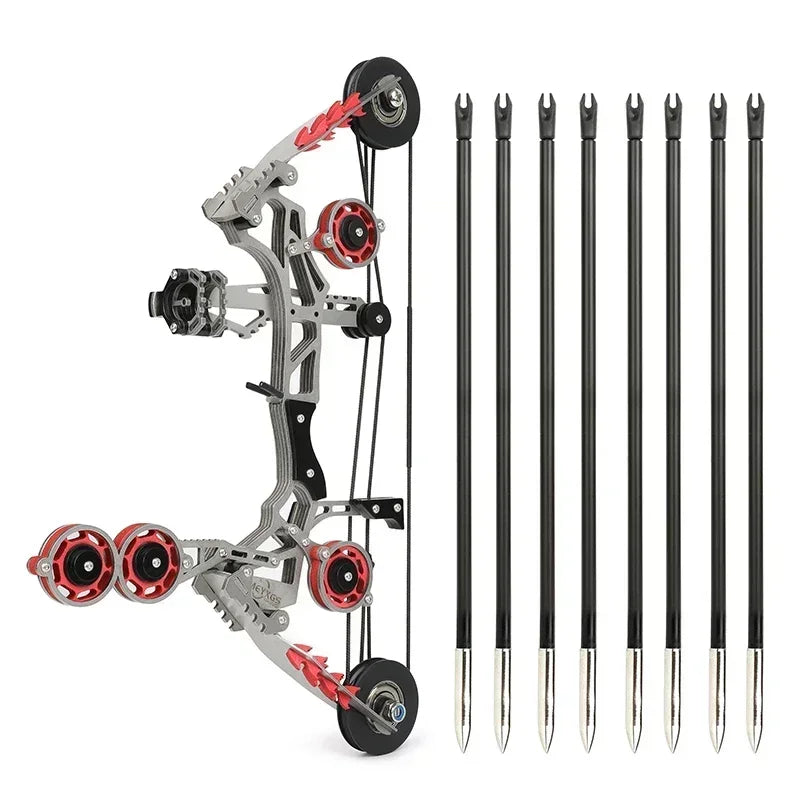 Mini Compound Bow 11-inch 10lbs Stainless Steel Pocket Bow with 4/8pcs Arrows Compact Portable Design for Sports Shooting Entertainment Gift Beginner Target Practice Indoor Outdoor Archery Accessories