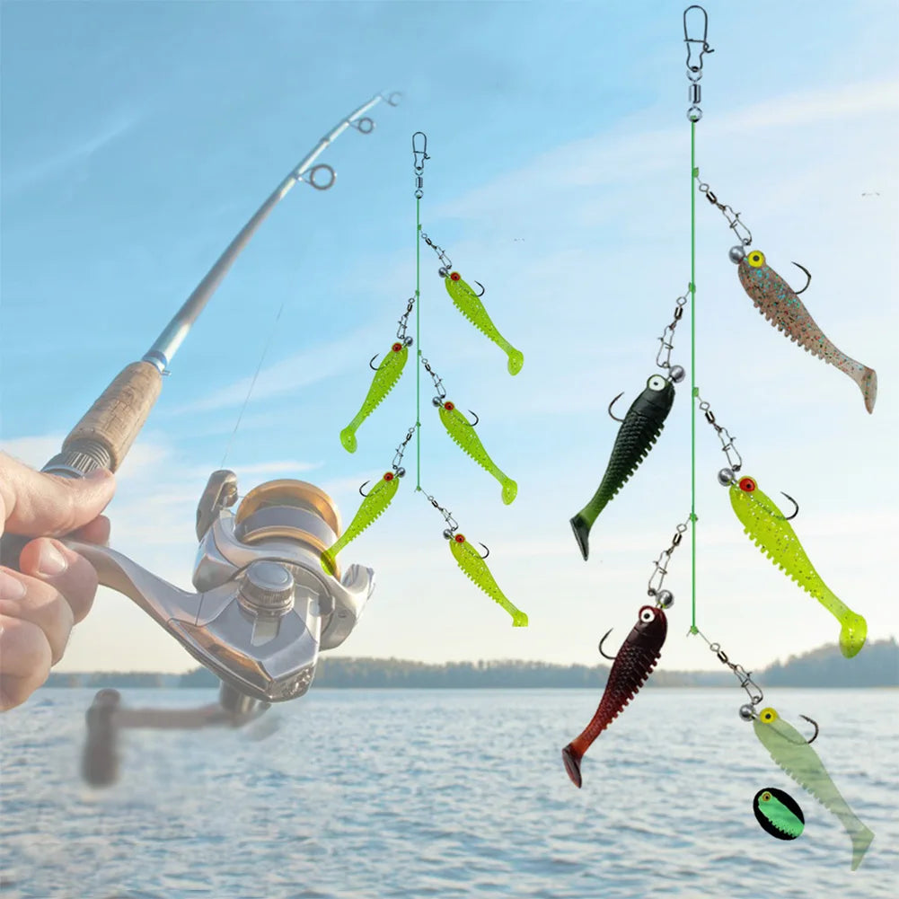 Cluster Soft Lure Pesca Jig Head Artificial Silicone Soft Bait Pesca Bait Fishing Rig for Saltwater