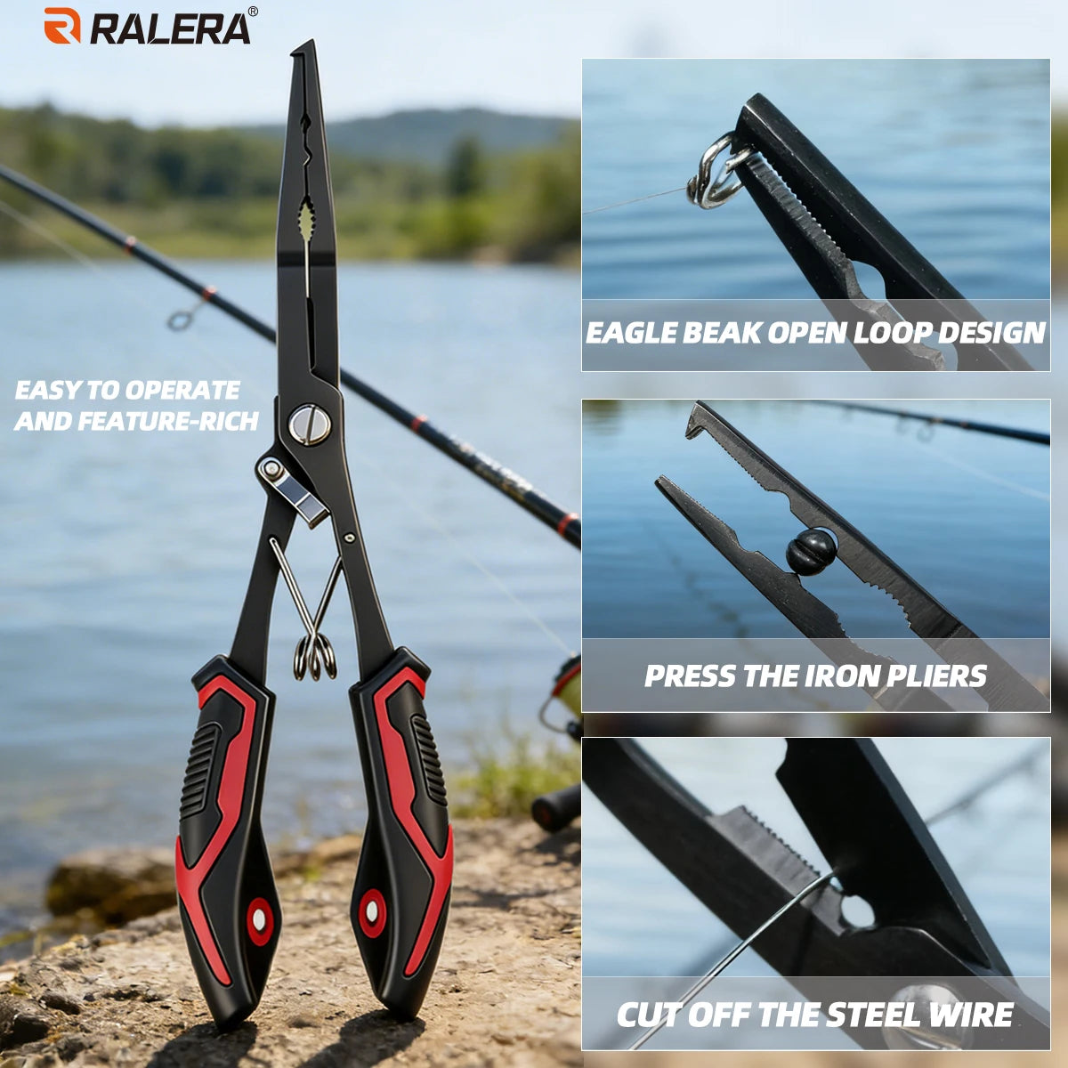 Fishing gear heavy-duty fish gripper extended fishing pliers hook remover fish knife is a must-have for fishing enthusiasts