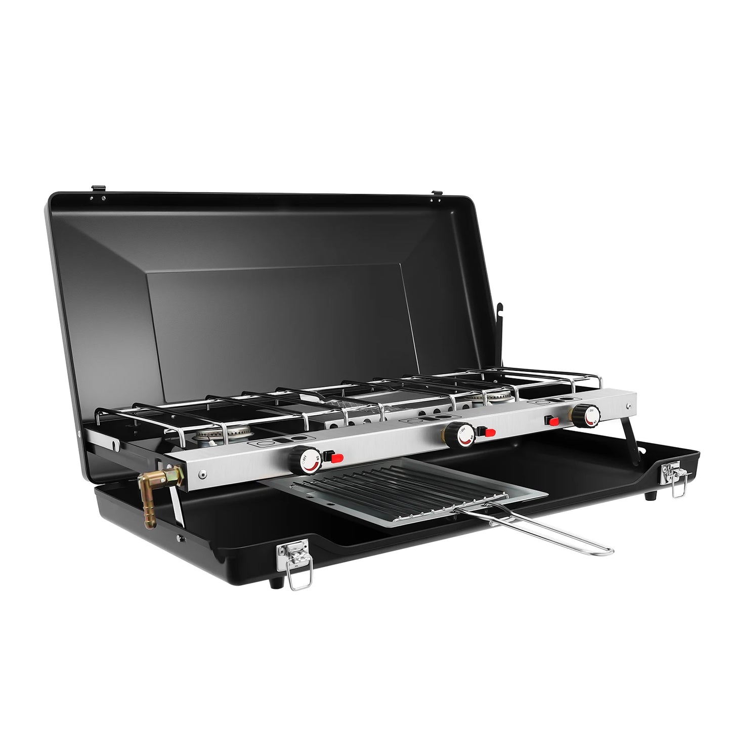 3-Burner Camping Stove 1500W Gas Camping Stove Portable Sturdy Cooking Stove for Camping Barbecues Parties