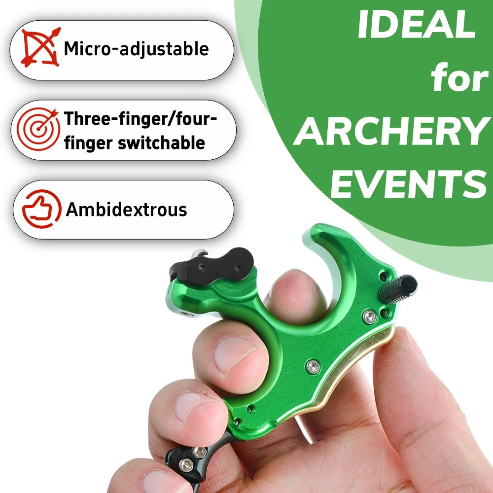 TP460 Compound Bow Release 3/4 Finger Thumb Trigger Back Tension Caliper for Left Right Hand Archery Hunting Target Use