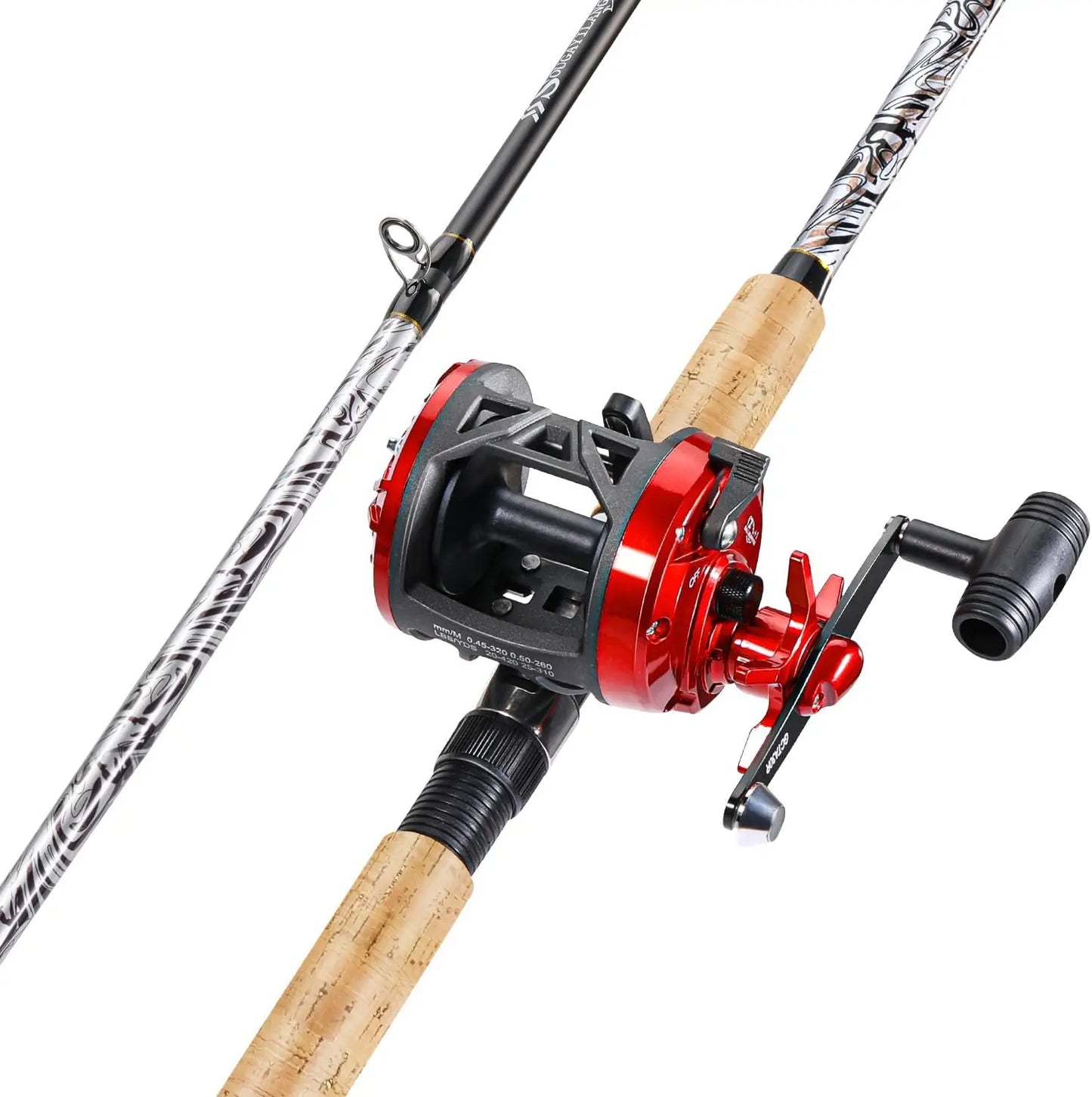 Fiberglass Fishing Rod Combo with Conventional Reel, Medium Heavy for Catfish Salmon Steelhead