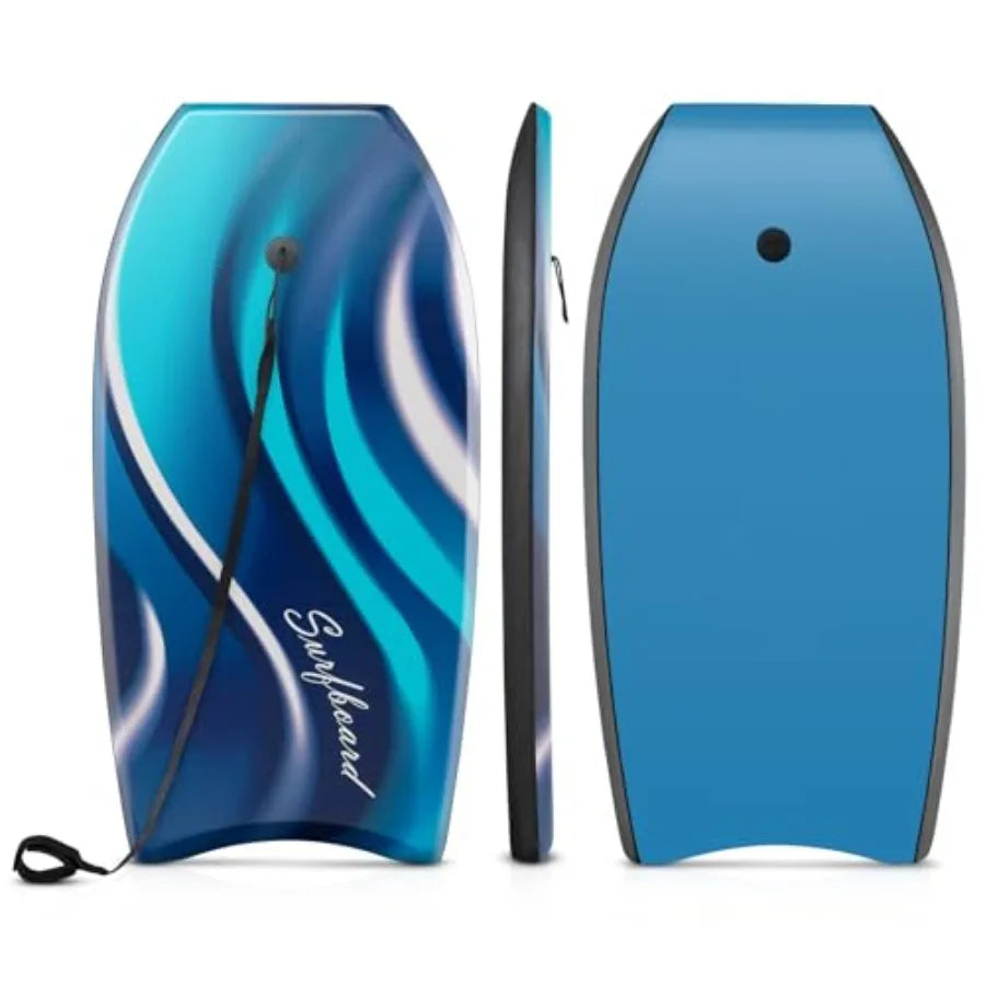 41'' Lightweight Body Board for Beach, Surf Board with EPS Core, XPE Deck, HDPE Slick Bottom, Wrist Leash, Bodyboard for Kids Adults Surfing