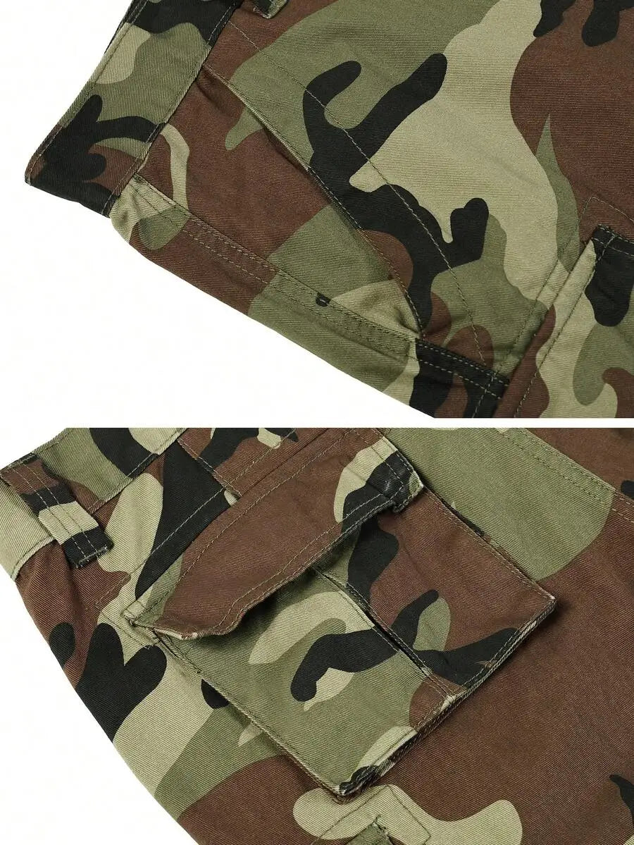 Mens 9-Pocket Camo Cargo Shorts Cotton Lightweight Casual Work Shorts