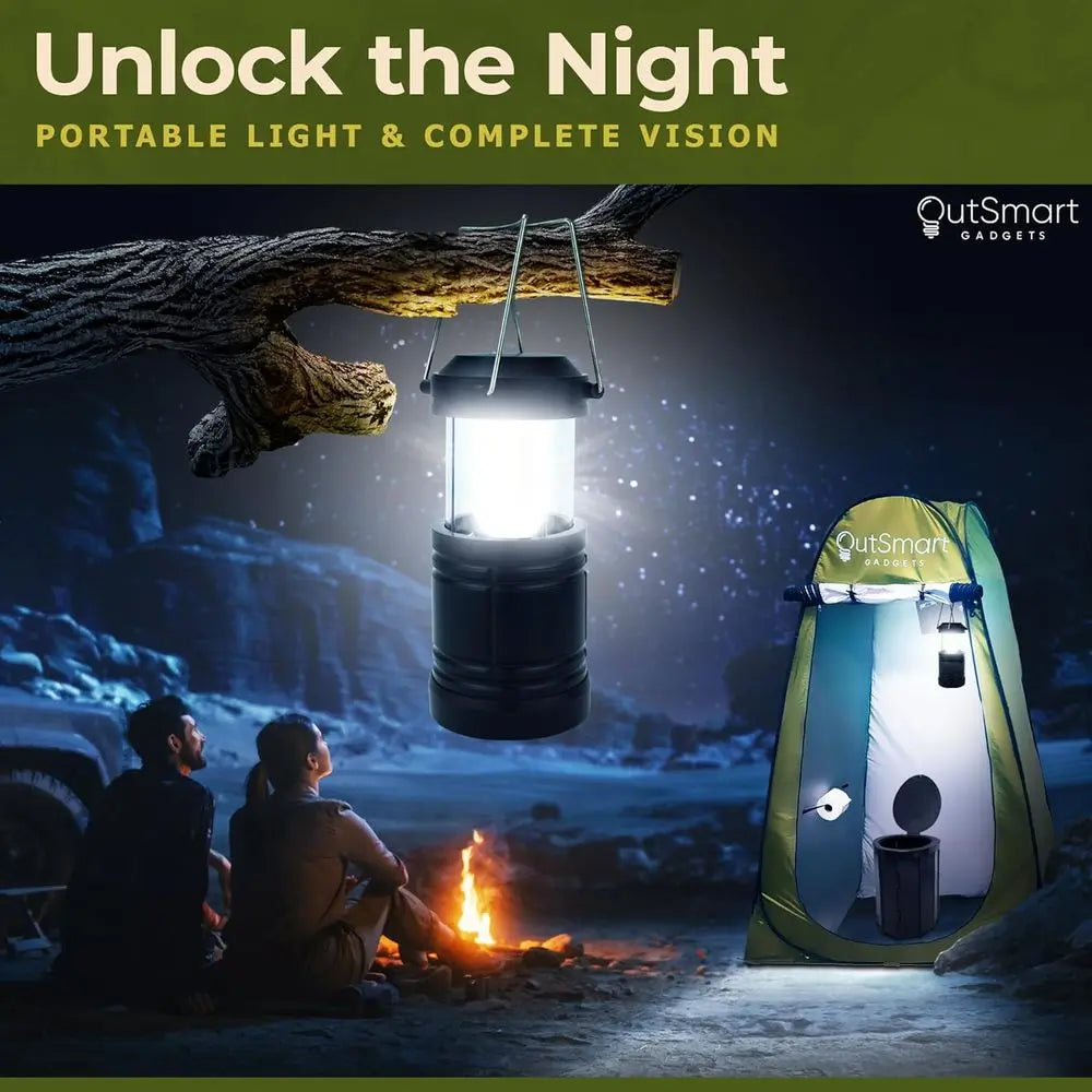 Outdoor Portable Toilet Set for Adults with Camping Night Lantern, Folding XL Toilet, Pop Up Privacy Tent and Carry Bags, Multip
