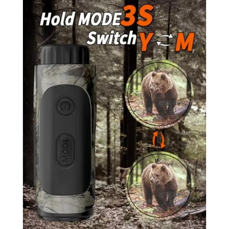 Hunting Rangefinder with Bow Hunting Mode for Distance Angle Speed Scan 6X Magnification 1500 Yard Range Multifunctional Red Ta