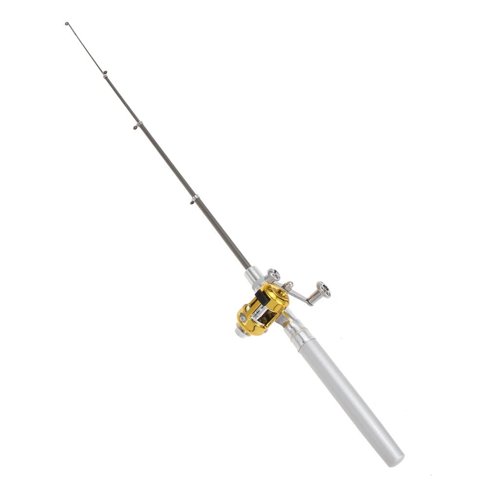 Fishing Rod Reel Combo Set Mini Telescopic Pocket Pen Fishing Rod Pole Pen Fishing Pole Kit for Outdoor River Lake Fishing