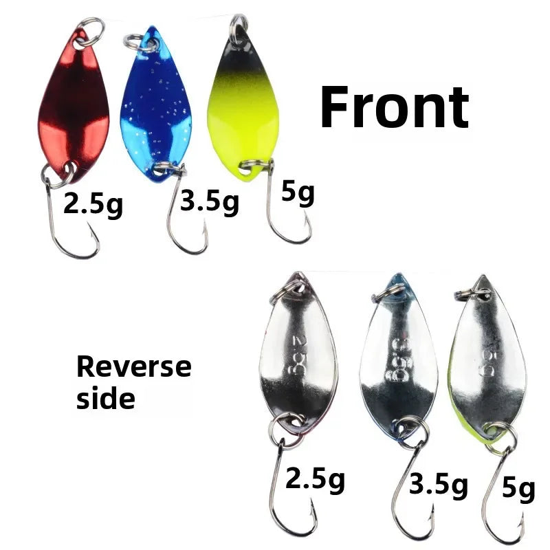 Fly Fishing Bait Rotating Spoon Bait with Foam Box Hard Fishing Accessory Bag Portable Bait Bag 16PCS
