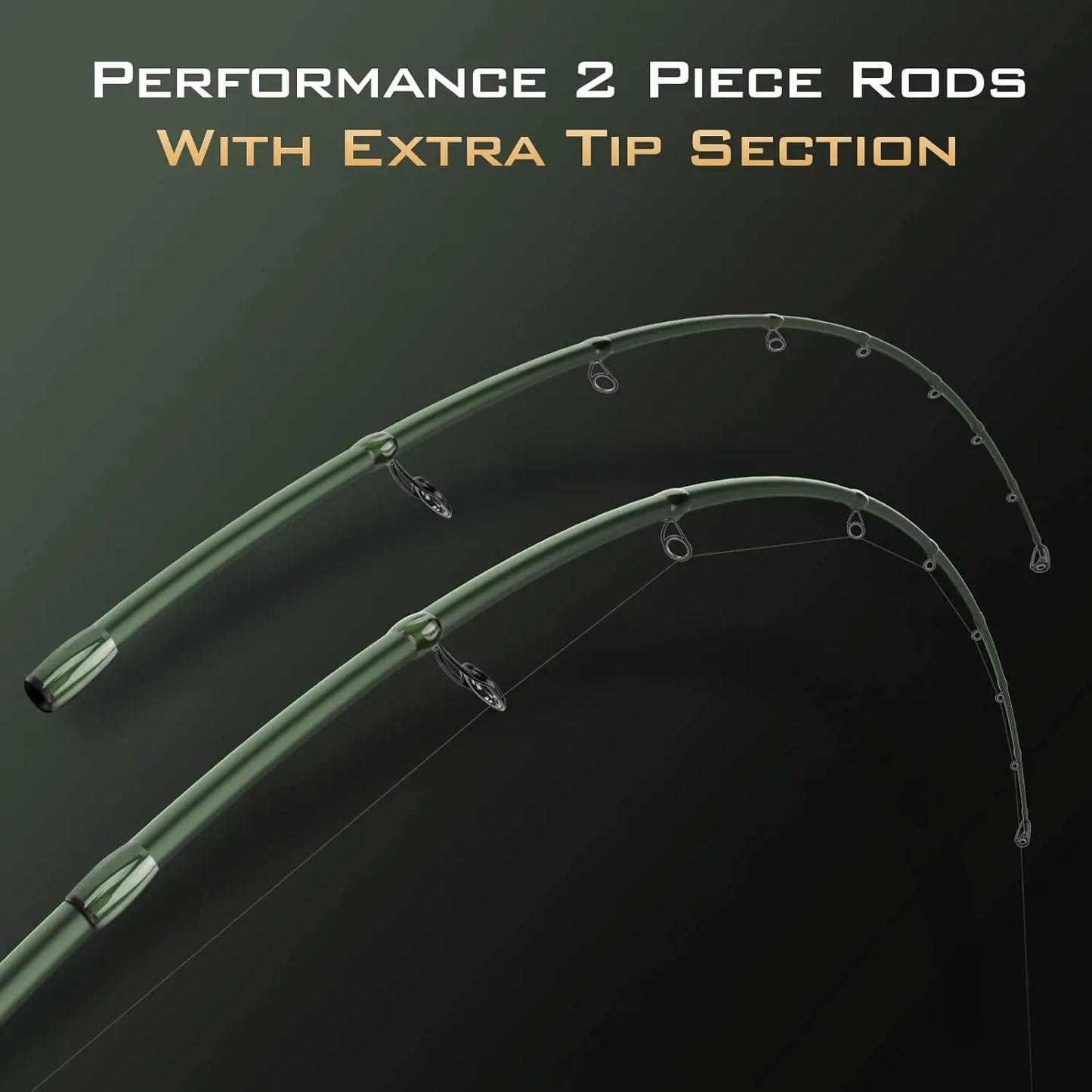 Spartacus II Fishing Rods - IM6 Graphite Blanks Casting & Spinning Rods, 2-Piece Rods with Extra Tip