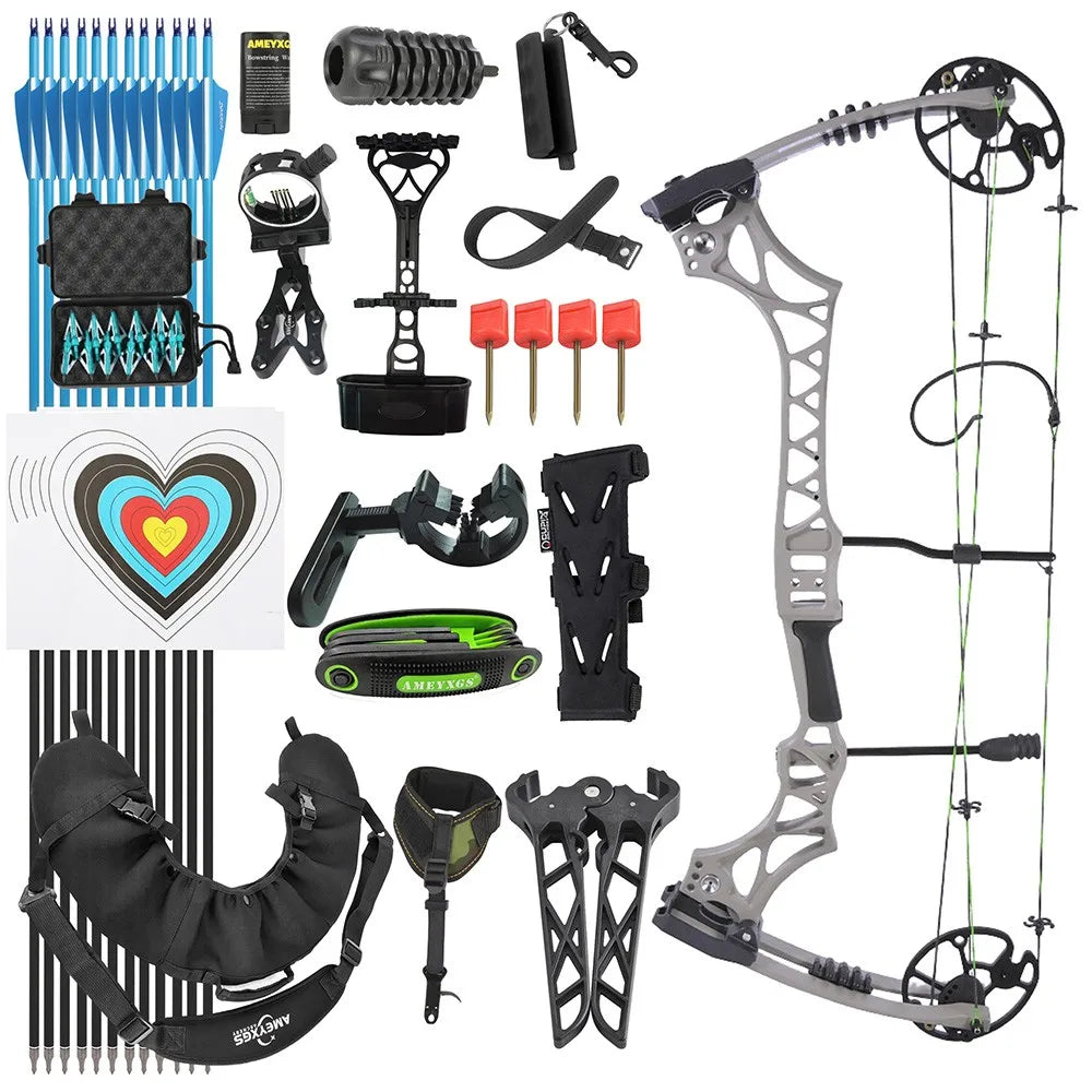 Archery Compound Bow 30-70lbs M129 320fps 80% Let-off Magnesium Alloy Riser for Right Hand Beginners Target Hunting Practice
