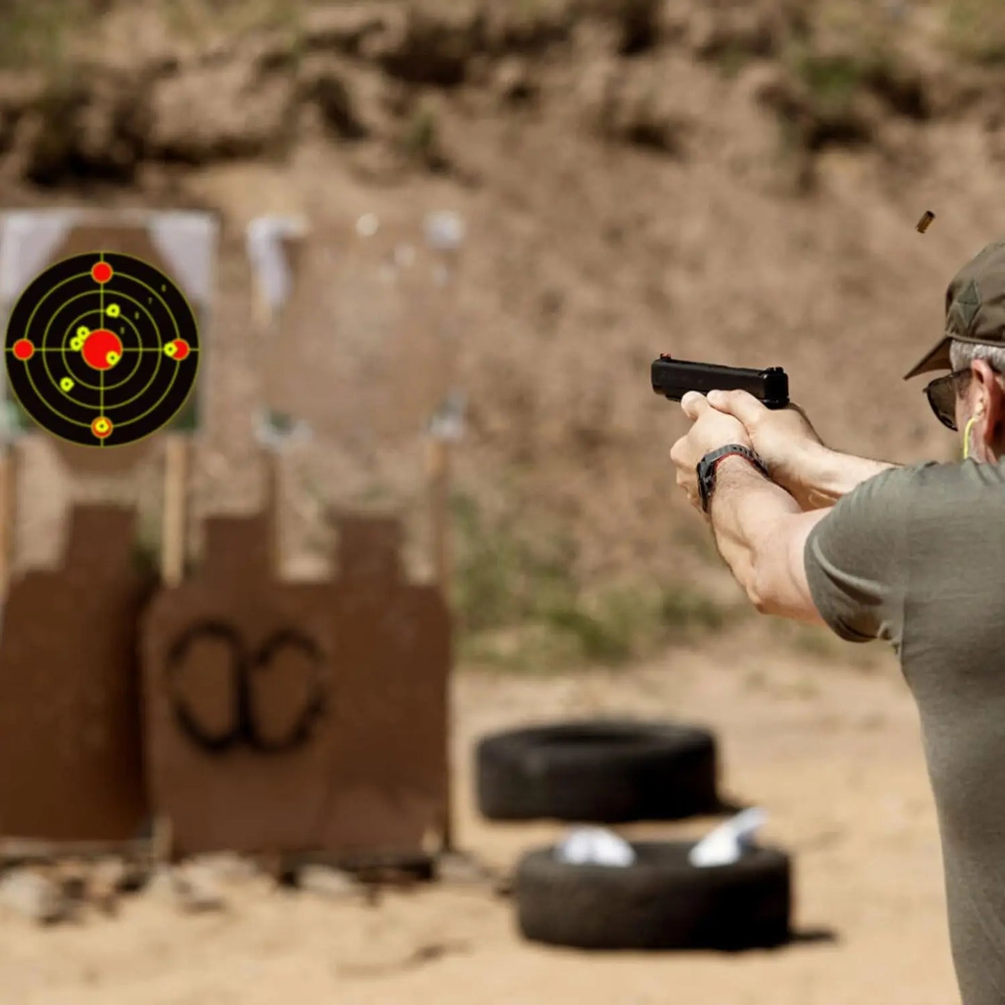 JOAXOR 12x12 Inch Splatter Adhesive Targets Stickers Reactive Shooting Targets  with Yellow Effect