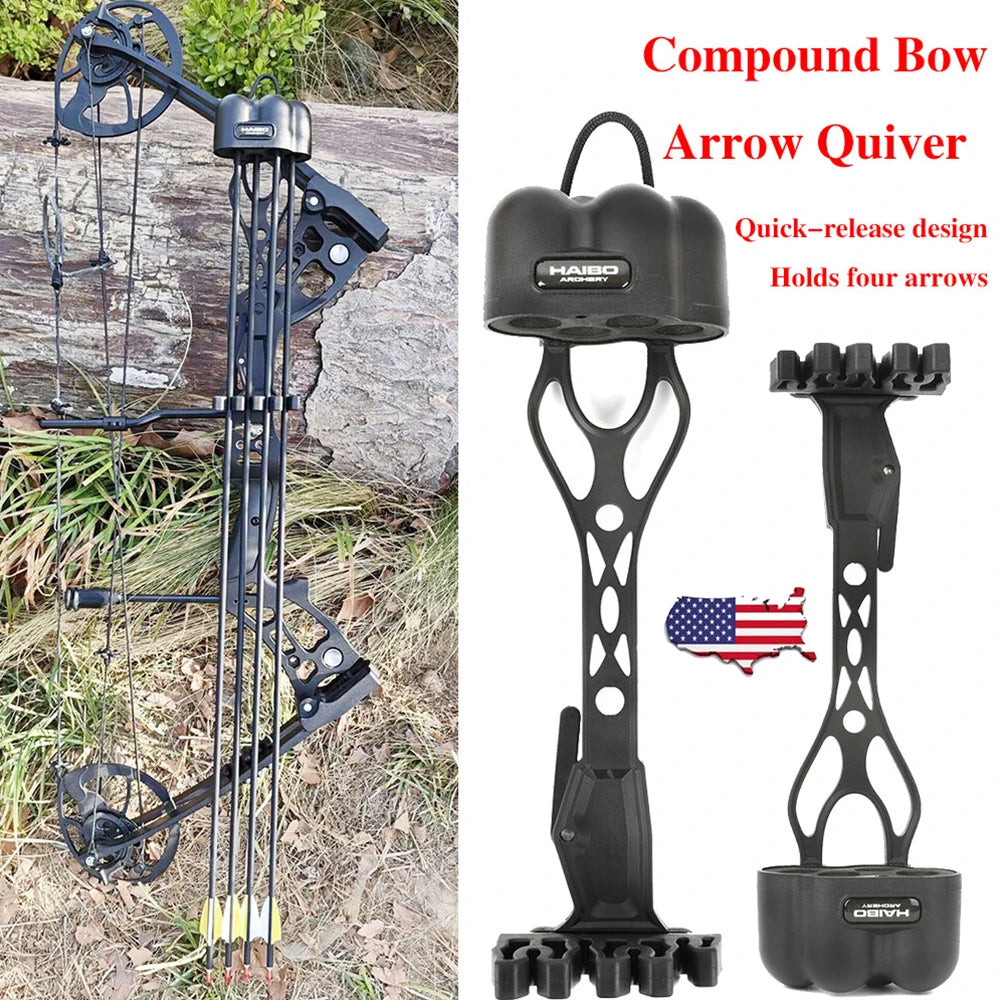 Arrow Quiver 4-Arrow Quick Release Holder Reinforced Nylon with EVA Foam Pad Portable Adjustable Removable Hip Quiver for Compound Bow Hunting Shooting Target Practice Outdoor Durable Archery Accessories