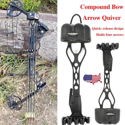 Arrow Quiver 4-Arrow Quick Release Holder Reinforced Nylon with EVA Foam Pad Portable Adjustable Removable Hip Quiver for Compound Bow Hunting Shooting Target Practice Outdoor Durable Archery Accessories