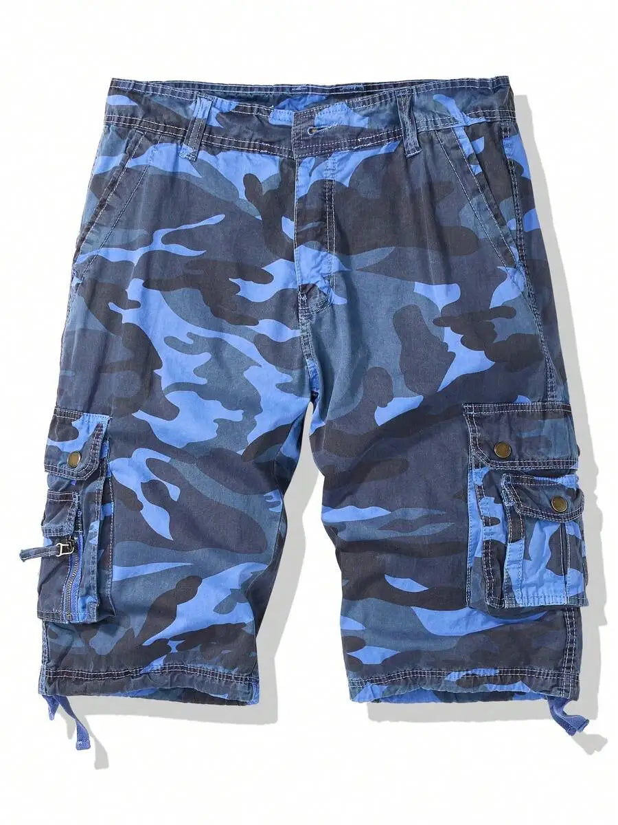 Mens Camouflage Multi-Pocket Cargo Shorts Casual Lightweight Outdoor Shorts