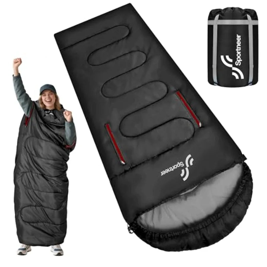 Wearable Sleeping Bag for Adults and Walkable with Arm Zippers, Warm Weather and Cold Waterproof, Compact for Camping, Stadiums