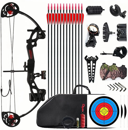 Compound Bow and Archery Sets - Right Hand Archery Compound Bows 15-29 lbs Draw Weight Adjustable for Youth and Beginners，Huntin