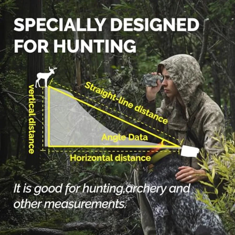 Hunting Laser Rangefinder Bow Range Finder Camo Distance Measuring Outdoor Wild 900Y with Red Display Distance/Angle/Scan 6X Ma