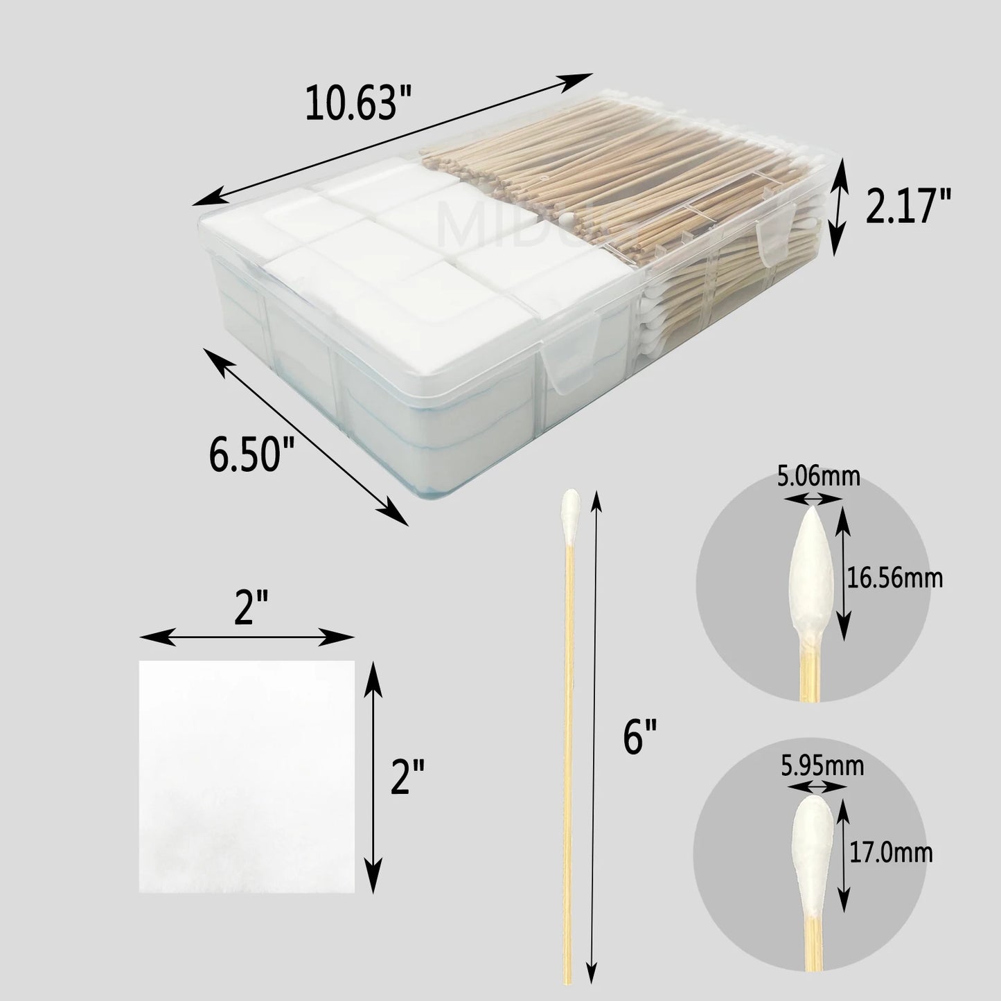 2'' Gun Cleaning Patches 6” Pistol Cleaning Cotton Swab in Storage Box Lint Free Handgun Cleaning Cloth for Most Caliber .30/9mm