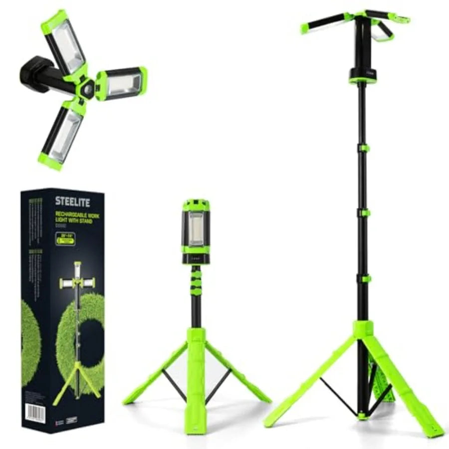 Camping Emergency Light 2700 Lumens 12000mAh with Adjustable Tripod Stand IP65 Waterproof Cordless Work Light Magnetic Base Tel