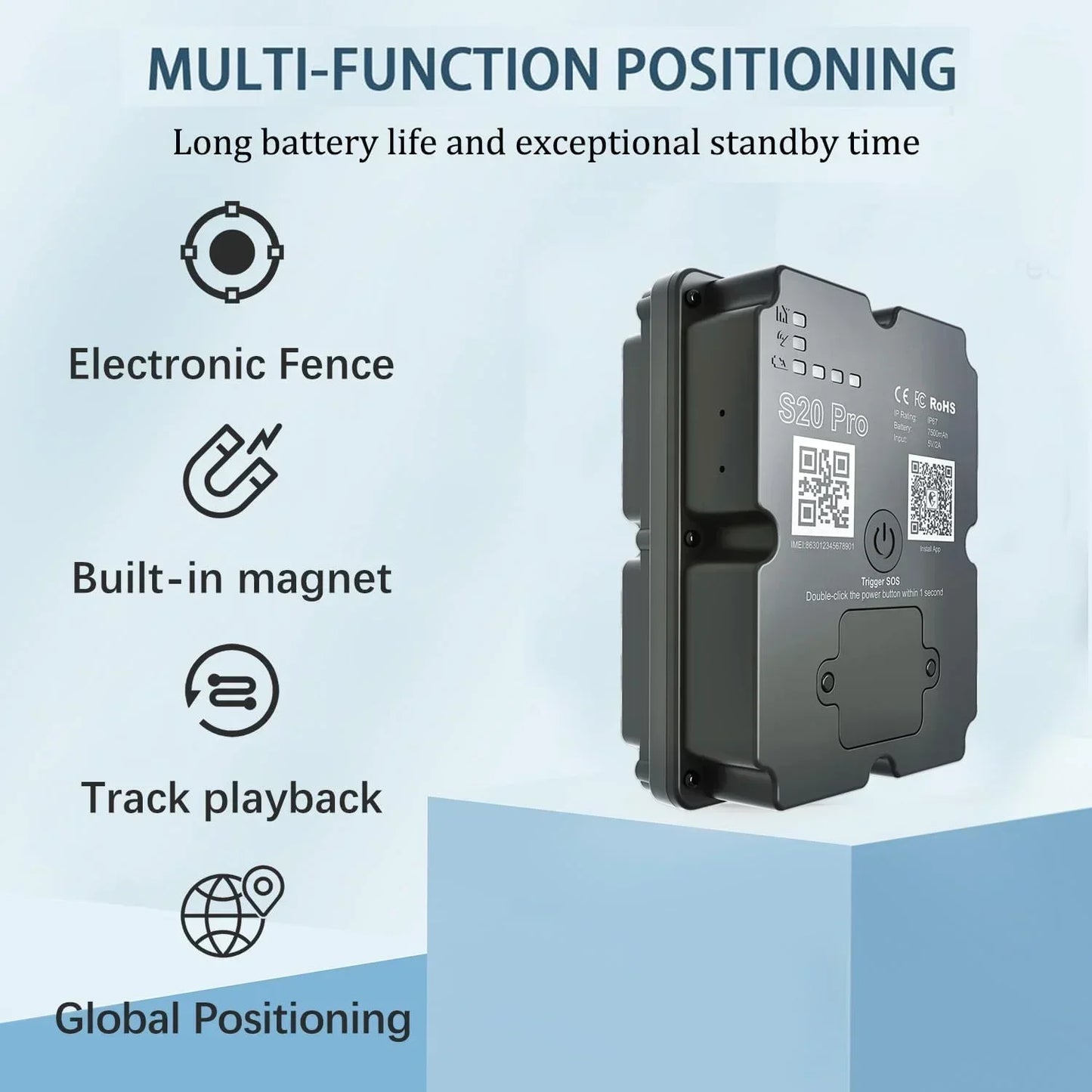 Real-Time GPS Asset Tracker Magnetic Locator with 7500mAh Battery IP67 Waterproof SOS - Requires Subscription
