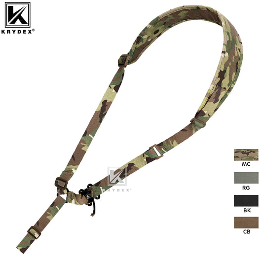 KRYDEX Tactical Single 1 Point Rifle Sling Padded Modular Sub Gun Shoulder Strap For Hunting Outdoor Slingster Accessories