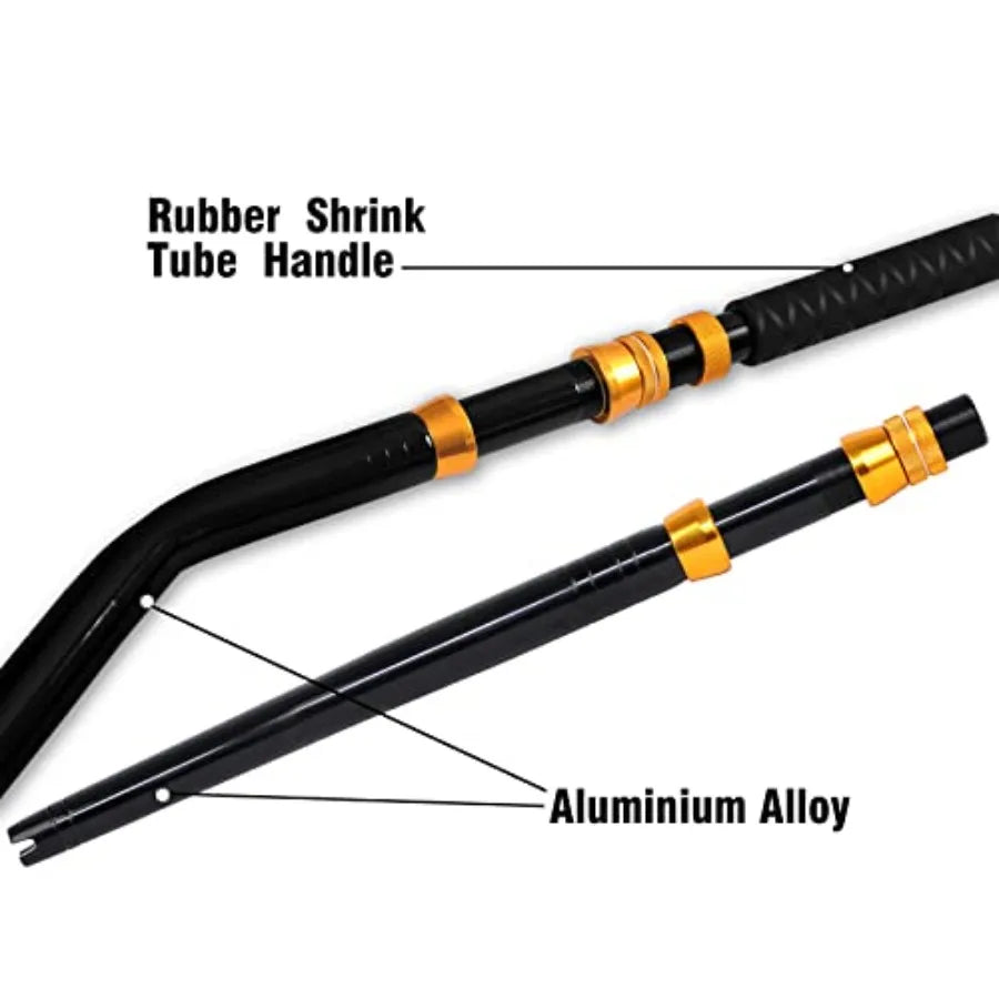 Saltwater offshore trolling application, graphite composite material, black color, 2-piece bent butt design for enhanced levera