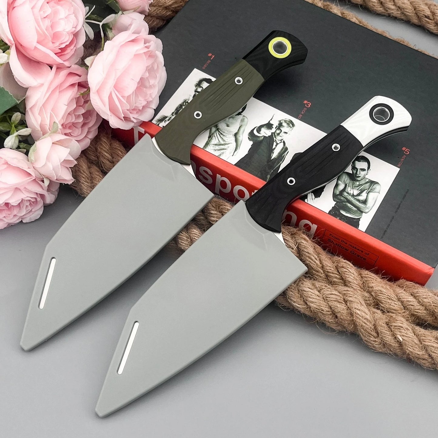4170BK-01 High-Hardness Jungle Fixed-Blade Knife with Sheath, D2 Blade, G10 Handle—Everyday Survival, Camping, and Adventure Tool; Portable Outdoor Rescue Knife; Gift