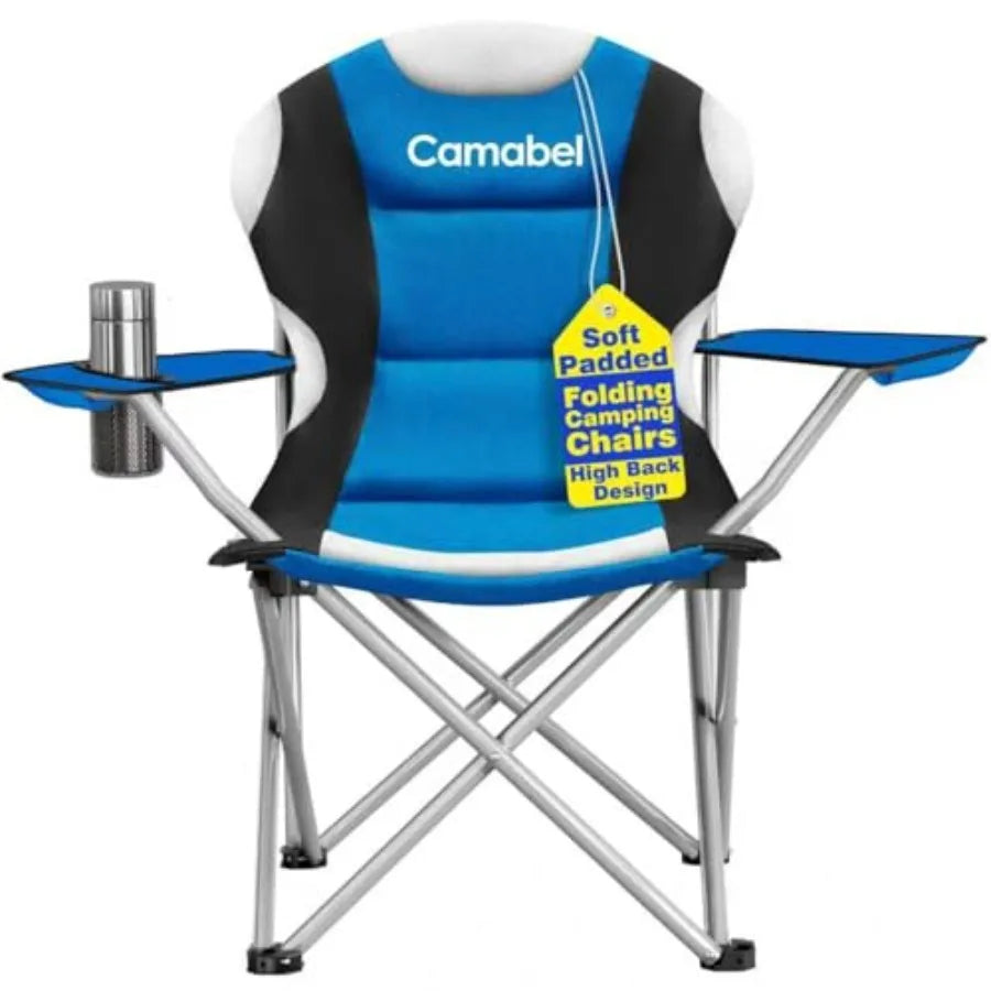 Folding Camping Chairs 400lbs Oversized Outdoor Collapsible Lawn Chair Padded Sports Portable Lightweight Chairs for Beach Hiki